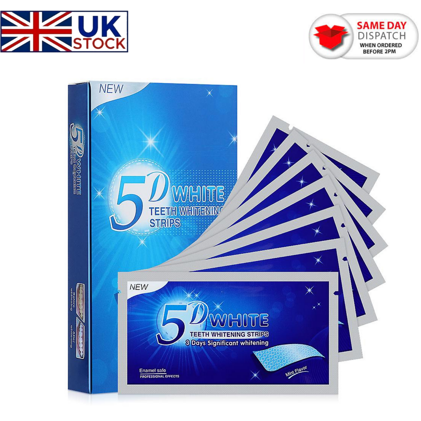 5D TEETH WHITENING STRIPS PROFESSIONAL TOOTH BLEACHING SAFE WHITE 14 STRIPS