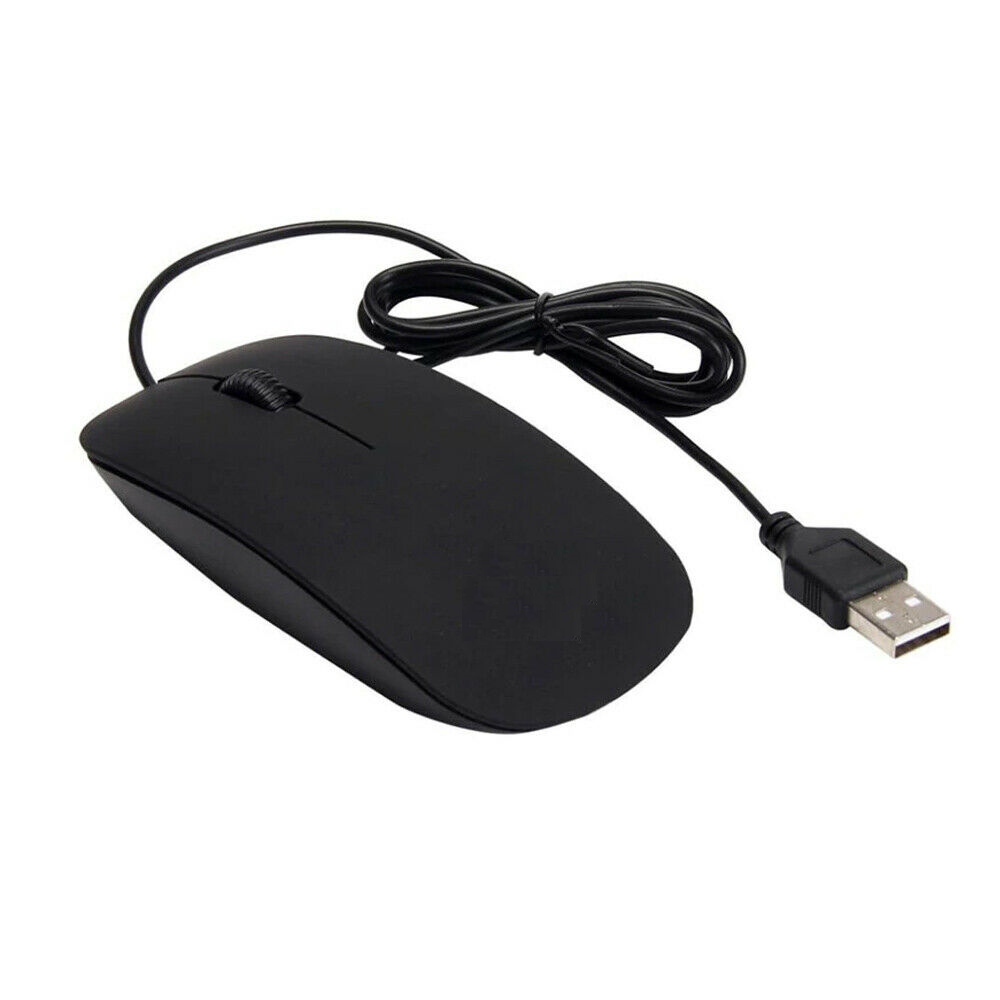 Wired USB Optical Mouse For Pc Acer Laptop Computer Scroll Wheel Black Mice UK